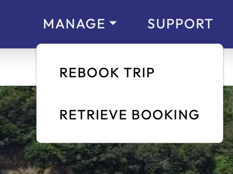 Access Rebook Trips under Home > Manage > Rebook Trip