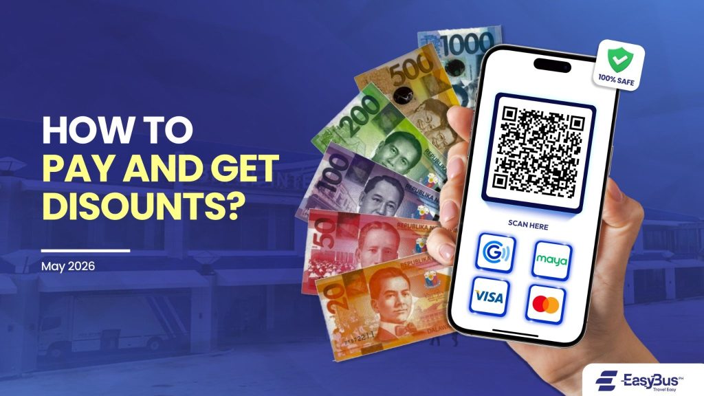 How to Pay and Get Discounts - a mobile phone showing online payments like Cash, Maya, Visa, and Mastercard