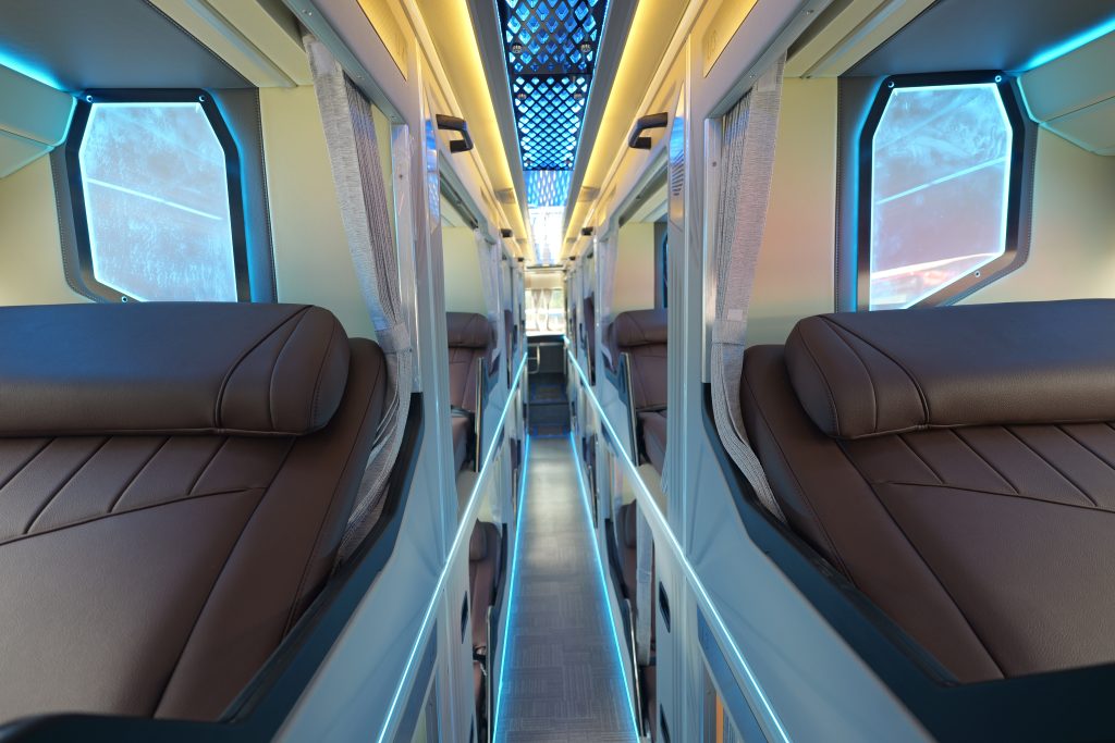 Interior view of Elavil's sleeper bus